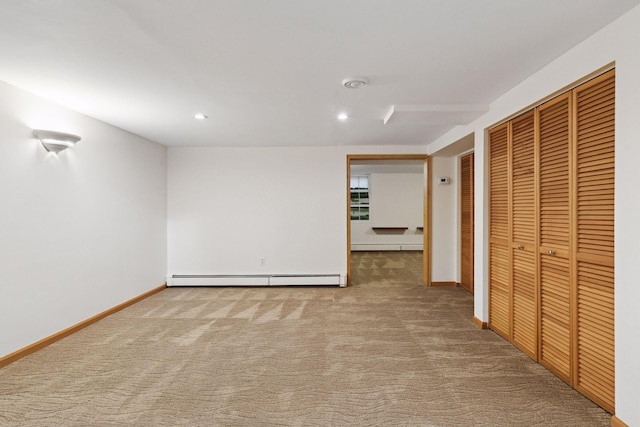 1215 Eleanor Ave, Saint Paul, MN 55116 - unfurnished bedroom featuring a baseboard radiator, carpet flooring, recessed lighting, a closet, and baseboards