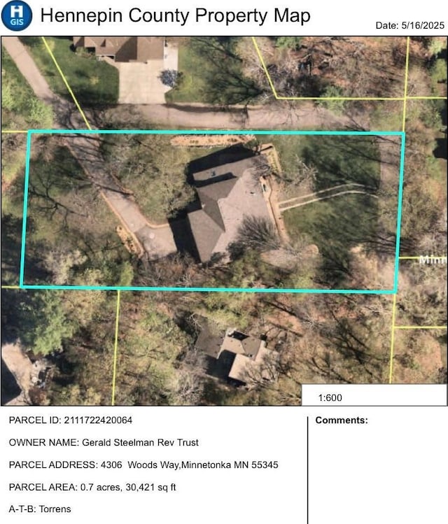 4306 Woods Way, Minnetonka, MN 55345 - aerial overview of property's location