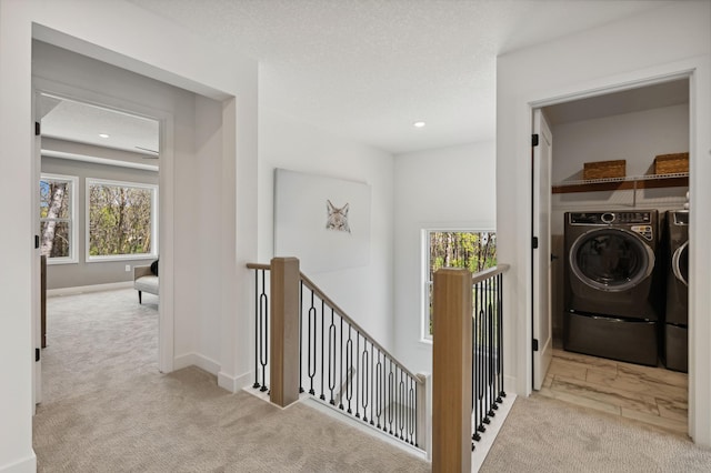 15630 112th St, Dayton, MN 55369 - laundry area with separate washer and dryer, carpet flooring, baseboards, and recessed lighting