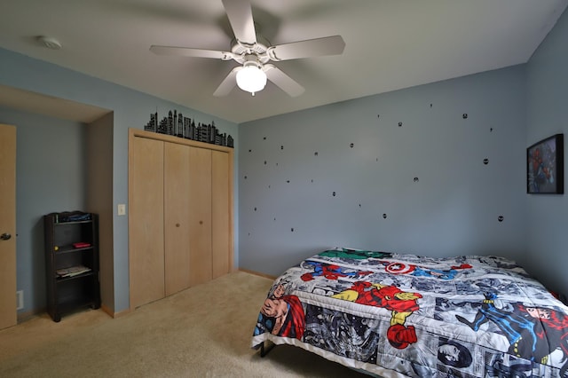 4741 Briarwood Ln, Baxter, MN 56425 - bedroom featuring a closet, light colored carpet, and a ceiling fan