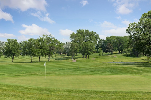 1022 Fairview Ave S, Saint Paul, MN 55116 - view of property's community featuring view of golf course, a lawn, an area to practice putting, and view of wooded area