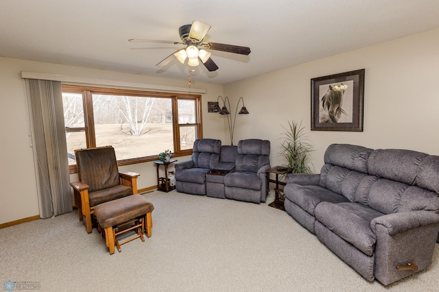 28040 Anchor Rd, Detroit Twp, MN 56501 - living area with carpet floors, baseboards, and ceiling fan