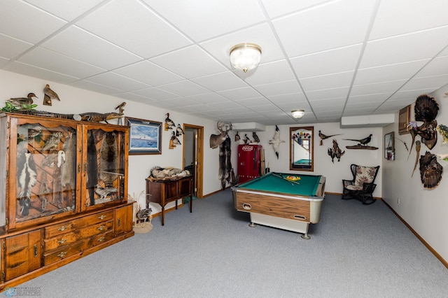 28040 Anchor Rd, Detroit Twp, MN 56501 - playroom with carpet floors, pool table, a drop ceiling, and baseboards