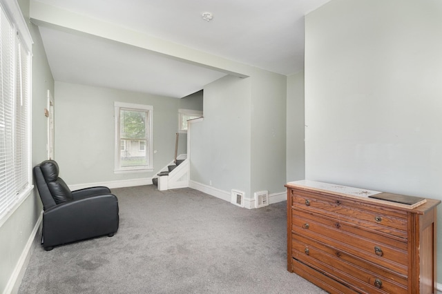 1430 Penn Ave N, Minneapolis, MN 55411 - sitting room featuring stairs, carpet, and baseboards