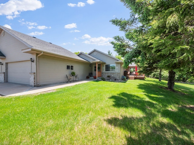 509 Kinkead Dr NW, Alexandria, MN 56308 - ranch-style home with an attached garage, a front yard, driveway, and a wooden deck