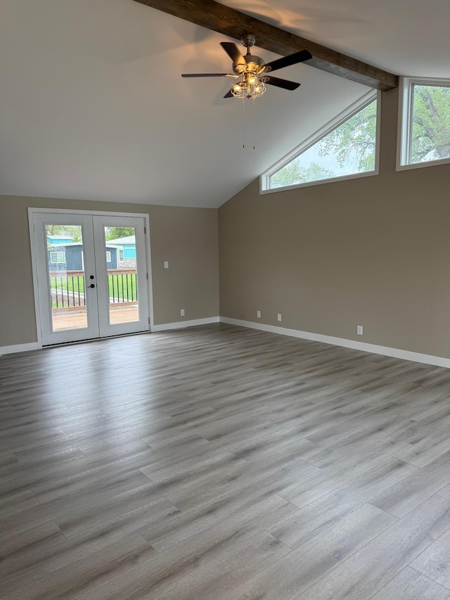 14646 Tradewinds Rd, Lake Eunice Twp, MN 56511 - spare room featuring wood finished floors, healthy amount of natural light, ceiling fan, and baseboards