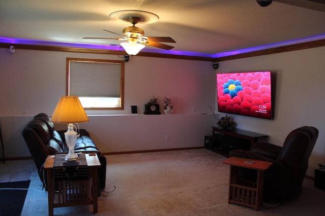 1803 214th Ave NE, East Bethel, MN 55011 - carpeted living area featuring a ceiling fan