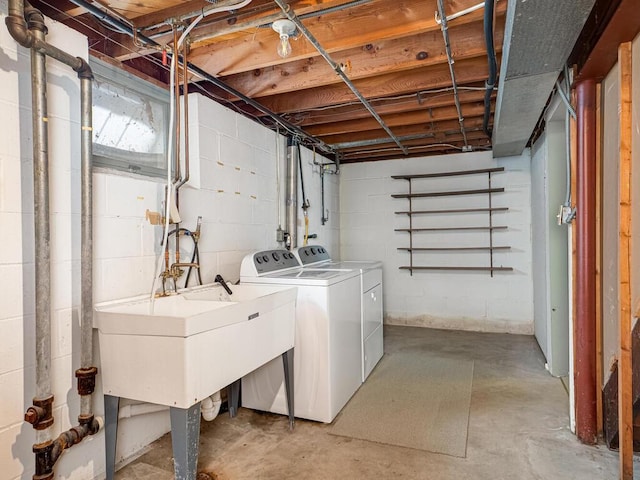 3401 Yukon Ave S, Saint Louis Park, MN 55426 - unfinished below grade area with separate washer and dryer, a sink, and concrete block wall