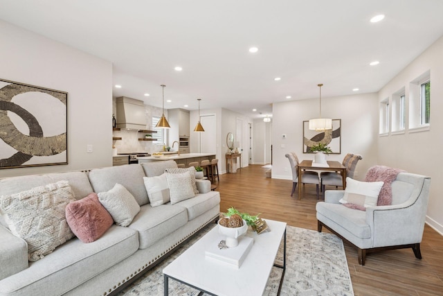 5350 41st Ave S, Minneapolis, MN 55417 - living room with wood finished floors, recessed lighting, and baseboards