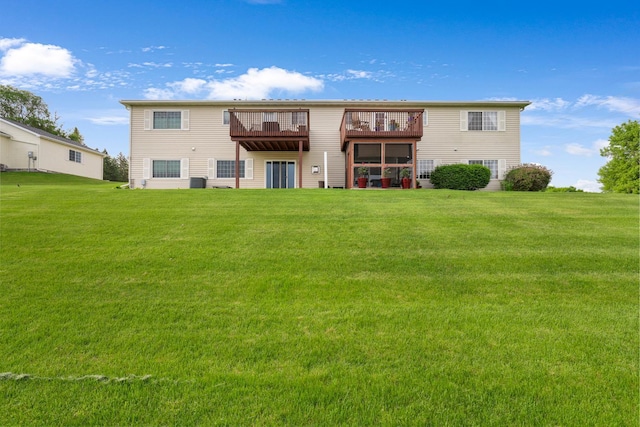 2245 198th St W, Faribault, MN 55021 - rear view of house with a yard, central AC unit, and a wooden deck