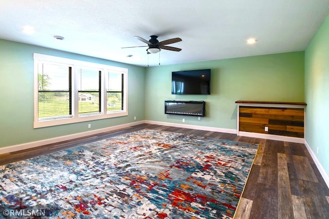 1706 57th Ave, Hammond, WI 54015 - unfurnished living room featuring ceiling fan, wood finished floors, and recessed lighting