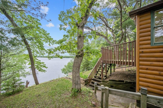 22718 Martin Lake Dr NE, Linwood Twp, MN 55092 - view of yard featuring a water view and stairway