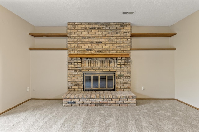 6007 Covington Ter, Minnetonka, MN 55345 - detailed view of carpet flooring, a textured ceiling, a fireplace, and baseboards