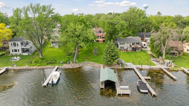 2452 Black Lake Rd, Spring Park, MN 55384 - dock featuring a water view and a lawn
