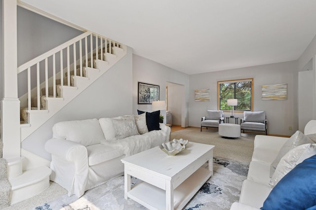 2452 Black Lake Rd, Spring Park, MN 55384 - living room featuring stairs and carpet flooring