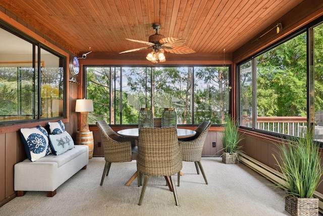 2452 Black Lake Rd, Spring Park, MN 55384 - sunroom featuring ceiling fan, healthy amount of natural light, and a baseboard heating unit
