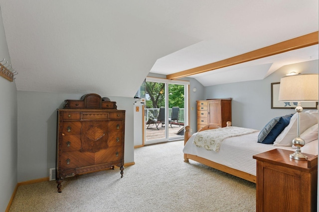 2452 Black Lake Rd, Spring Park, MN 55384 - bedroom with access to outside, lofted ceiling, carpet floors, and baseboards
