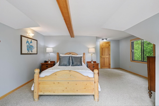 2452 Black Lake Rd, Spring Park, MN 55384 - bedroom with carpet, baseboards, and beam ceiling
