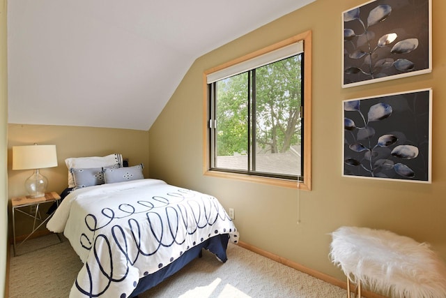 2452 Black Lake Rd, Spring Park, MN 55384 - bedroom featuring carpet flooring, lofted ceiling, and baseboards
