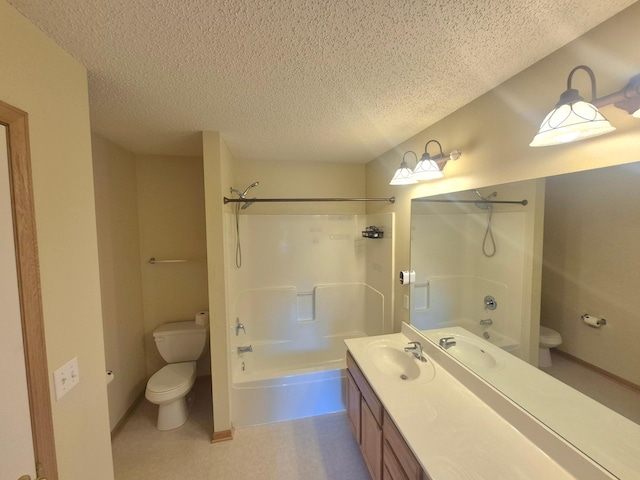 15437 Frost Path Unit 1507, Apple Valley, MN 55124 - bathroom with toilet, a textured ceiling, bathtub / shower combination, vanity, and baseboards
