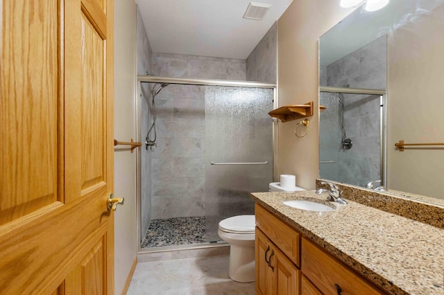 14464 Grouse Ln, Fifty Lakes, MN 56448 - bathroom featuring vanity, a shower stall, and tile patterned floors