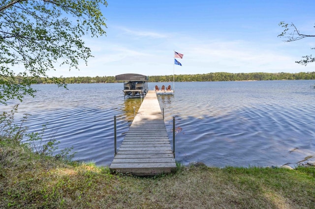 14464 Grouse Ln, Fifty Lakes, MN 56448 - dock with boat lift and a water view