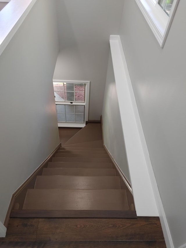 3245 Laketown Rd, Sturgeon Lake, MN 55783 - stairway featuring wood finished floors and baseboards