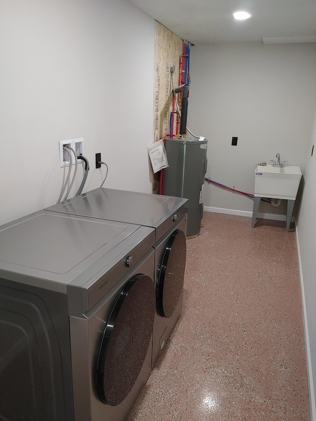 3245 Laketown Rd, Sturgeon Lake, MN 55783 - washroom with independent washer and dryer, baseboards, and a sink