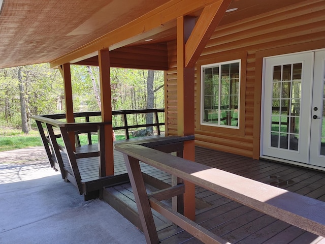 3245 Laketown Rd, Sturgeon Lake, MN 55783 - wooden terrace with french doors