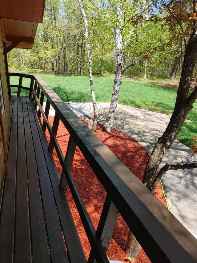 3245 Laketown Rd, Sturgeon Lake, MN 55783 - wooden terrace with a yard