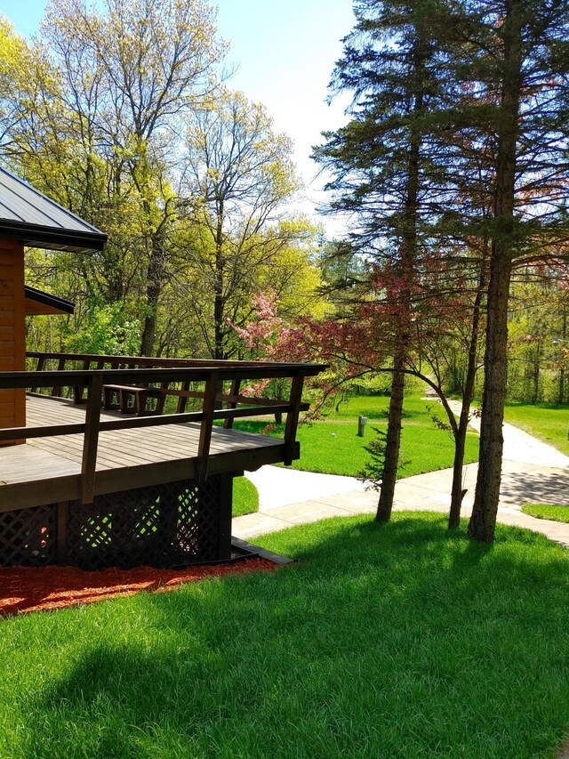 3245 Laketown Rd, Sturgeon Lake, MN 55783 - view of grassy yard featuring a deck