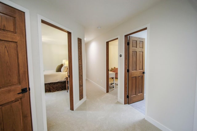 10551 Shore Dr, Merrifield, MN 56465 - hall featuring light carpet and baseboards