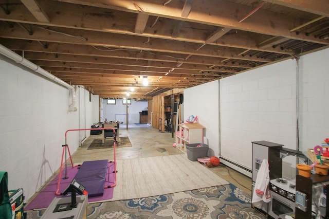 10551 Shore Dr, Merrifield, MN 56465 - unfinished below grade area with baseboard heating