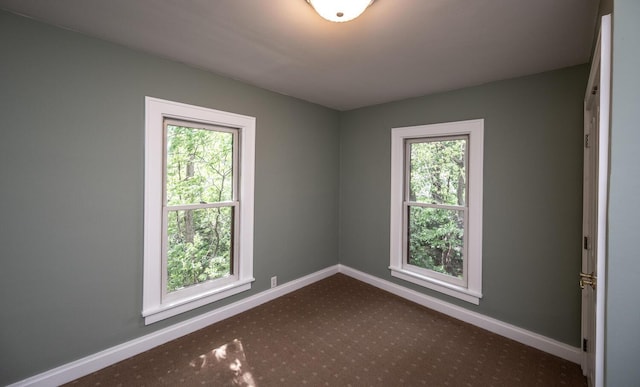 711 2nd St W, Northfield, MN 55057 - unfurnished room with healthy amount of natural light, baseboards, and dark colored carpet