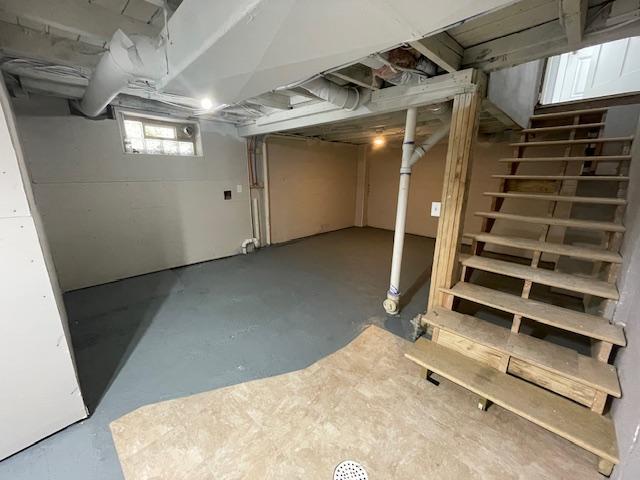 basement with stairs