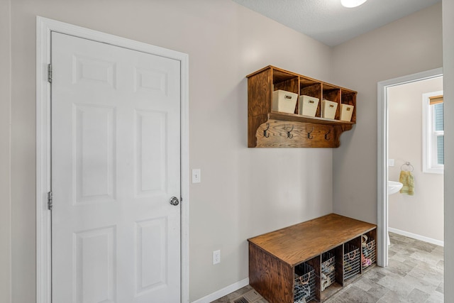 mudroom with baseboards