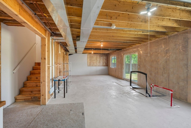 below grade area with stairway