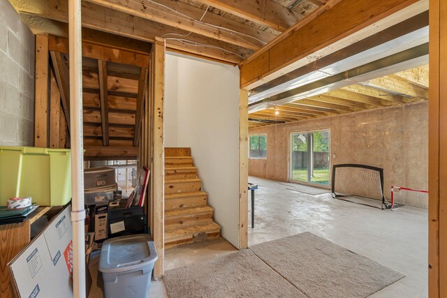 below grade area with stairway