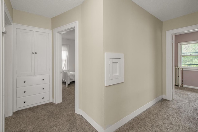 139 Annapolis St E, Saint Paul, MN 55118 - hallway with carpet floors, radiator, and baseboards