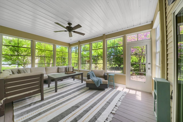 2907 Cougar Path NW, Prior Lake, MN 55372 - sunroom / solarium with an outdoor hangout area, healthy amount of natural light, and a ceiling fan