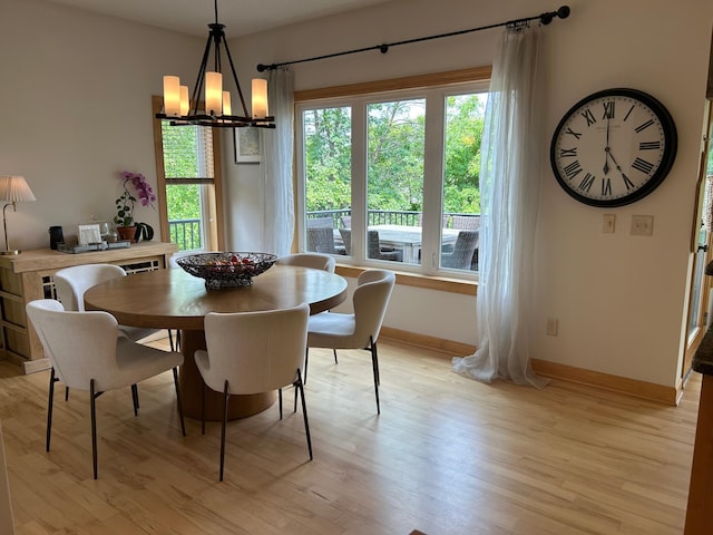 2907 Cougar Path NW, Prior Lake, MN 55372 - dining room with a chandelier, light wood finished floors, and baseboards