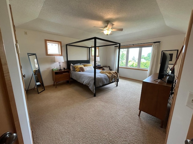 2907 Cougar Path NW, Prior Lake, MN 55372 - bedroom featuring a textured ceiling, light colored carpet, baseboards, and ceiling fan