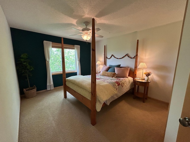 2907 Cougar Path NW, Prior Lake, MN 55372 - bedroom with light carpet, a textured ceiling, a ceiling fan, and baseboards