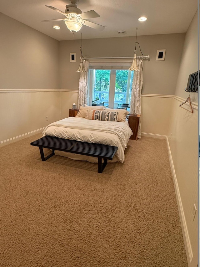 2907 Cougar Path NW, Prior Lake, MN 55372 - bedroom with carpet floors, ceiling fan, recessed lighting, and baseboards