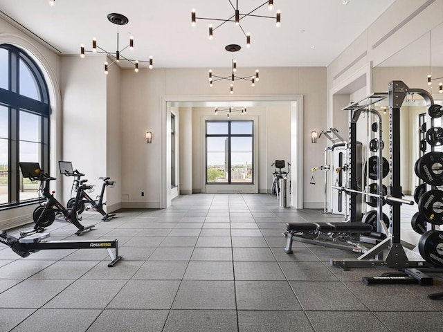 1111 River Pkwy Unit 33A, Minneapolis, MN 55415 - gym featuring a chandelier