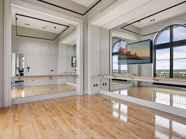 1111 River Pkwy Unit 33A, Minneapolis, MN 55415 - exercise room featuring wood finished floors and baseboards