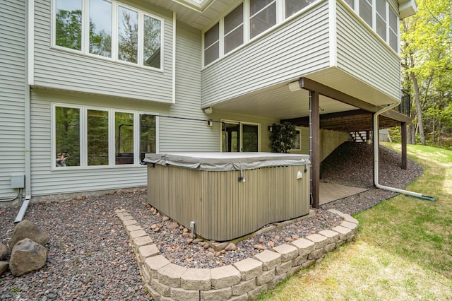 4975 Maribe Dr, Hermantown, MN 55811 - view of patio / terrace with a hot tub