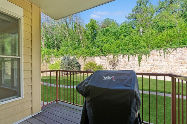 630 Main St N Unit 203, Stillwater, MN 55082 - wooden terrace with area for grilling and a yard