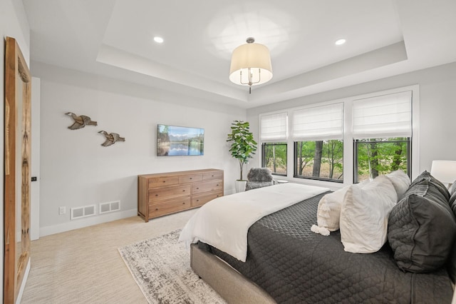 202 176th Ln NE, Ham Lake, MN 55304 - bedroom featuring a raised ceiling, recessed lighting, light carpet, and baseboards