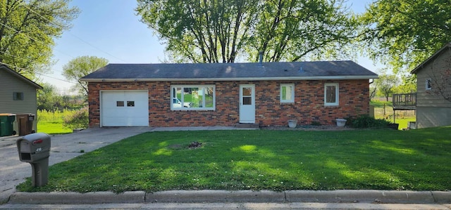 410 Wedgewood Rd, Albert Lea, MN 56007 - ranch-style home featuring a garage, a front yard, concrete driveway, and brick siding